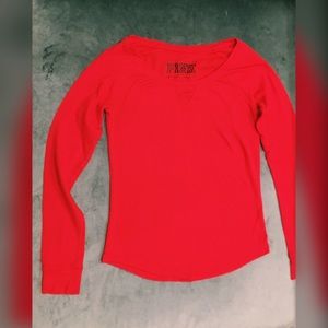 PINK Red Waffle Knit Long Sleeve